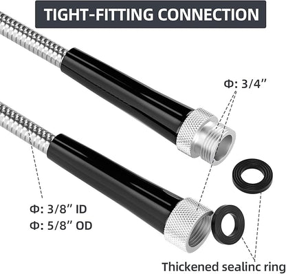 SPECILITE Stainless Steel Garden Water Hose 75 FT, Flexible and Lightweight Pipe, Non-Expandable Heavy Duty Metal Waterhose with Aluminium Fittings for Reel, Yard, Outdoor, Boat