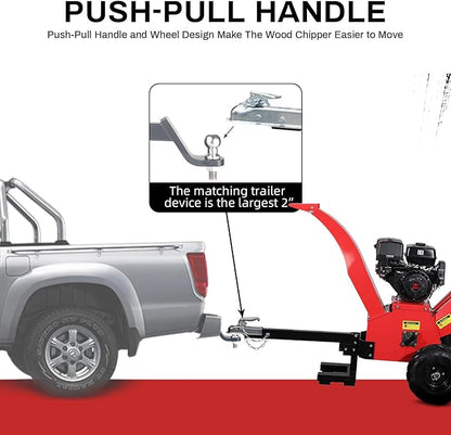 5" Gas Powered Wood Chipper 420cc 15HP Gasoline Engine Leaf Branch Shredder Mulcher Heavy Duty Woodchipper Multi-Function with Towbar