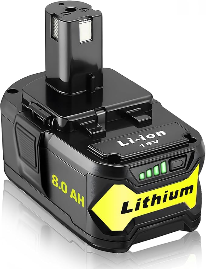 1 Pack 8.0Ah High Capacity Replacement for Ryobi 18v Battery P108 P104 P105 P102 P103 P122 P109 Li-ION Compatible with Ryobi 18V ONE+ System Cordless Power Tools and Charger