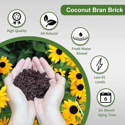 Premium Coco Coir Brick, 1.4Lb High Nutrinent Coconut Soil, OMRI 100% Organic Low EC & PH Balanced Potting Soil for All Plants Gardening, Hydroponics and Reptile Substrate (650G x 4)