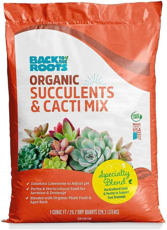 Back to The Roots 100% Organic Succulent & Cacti Mix (Value 25 Quart) | Made in The USA