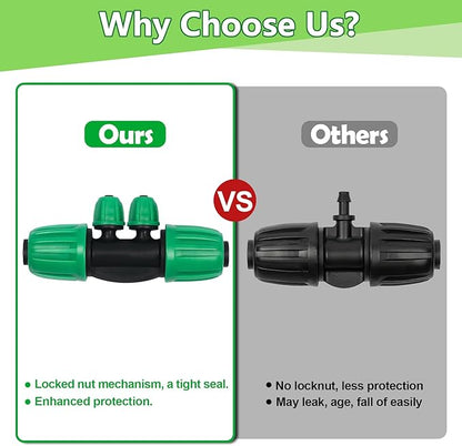 10 Pack 1/2 Inch To 1/4 Inch Drip Irrigation Fittings (1/2" ID x 0.65" OD), Drip Line Irrigation Locked Barbed 1/2" To 1/4" Adapter 1/2 Inch To 1/4 Inch Reducer Tee