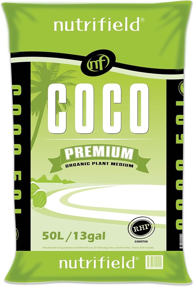 Nutrifield Coco Coir Premium 50 Liter Buffered with Calcium, Coconut Coir Fiber, Indoor and Outdoor Plant Garden, Hydroponic, Micro Greens, Washed, Coco Fiber, Ready for Use