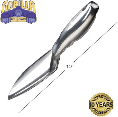 Gorilla Easy Connect Heavy Duty Garden Tools with Digging Trowel, Transplant Trowel and Cultivator Hand Rake Solid One Piece Cast Aluminum Construction