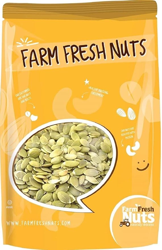 Dry Roasted Pepitas/Pumpkin Seeds Unsalted (2 Lbs.) - Oven Roasted in Small Batches for Added Freshness - Vegan & Keto Friendly - Farm Fresh Nuts Brand