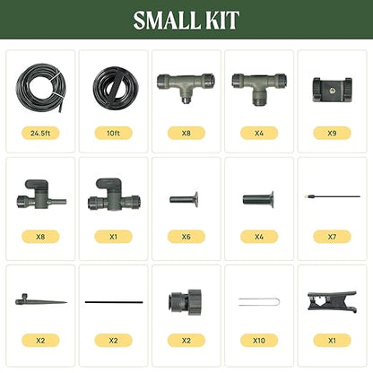 Vego Garden Irrigation Kit - Drip Irrigation System for Raised Garden Beds, Efficient Watering Solution for Vegetables, Flowers, and Plants, Easy DIY Installation (Small)