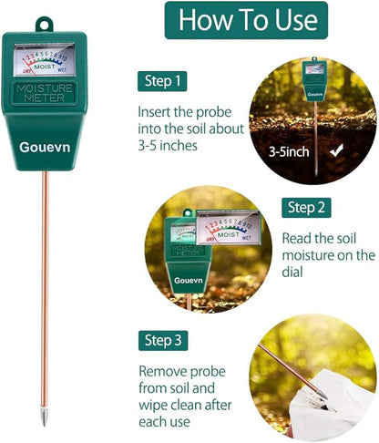 Soil Moisture Meter, Plant Moisture Meter Indoor & Outdoor, Hygrometer Moisture Sensor Soil Test Kit Plant Water Meter for Garden, Farm, Lawn (No Battery Needed)