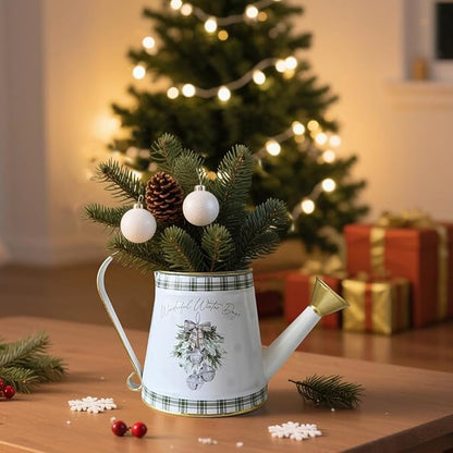 Small Christmas Decorative Watering Can for Indoor Plants Metal Watering Can Outdoor for Bonsai Balcony Courtyard Garden Flower Christmas Decorative