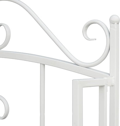 White 3-Layer Floral Plant Stand, French Style Tiered Shelf for Succulents Herbs, Ornate Iron Plant Display for Living Room Garden Decor