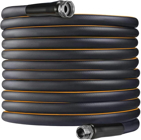 Garden-Hose 200ft x 5/8 in Heavy Duty, Flexible and Lightweight Water Hose, Burst 600 psi, Kink-less Hybrid Rubber Hose for Backyard, 3/4'' Solid Metal Fittings for All Your Watering Need