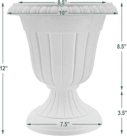 Arcadia Garden Products PL20GY Classic Traditional Plastic Urn Planter Indoor/Outdoor, 10" x 12", Gray