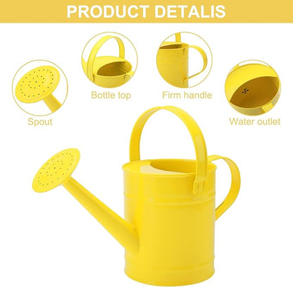 Finderomend Metal Watering Can 1.5L/51oz, Iron Art for Outdoor Plants, Yellow