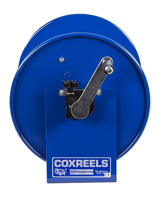 Coxreels 112-3-50 Compact Hand Crank Steel Hose Reel - 4,000 PSI - Holds 3/8" x 50' Length Hose - Perfect for Air Compressor, Garden, Pressure Washer, Electric Hoses (Hose Not Included) Made in USA