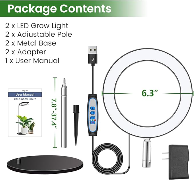 Grow Lights for Indoor Plants Full Spectrum, 80 LEDs Plant Light for Indoor Plants, Height Adjustable 6.3in Desktop Growing Lamp with Auto Timer 6/12/16Hrs, 3 Optional Spectrums,5 Brightness