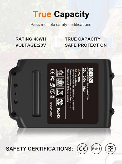 IEFUU 20 Volt MAX 2.0Ah Compatible with Black and Decker Battery 20 Volt LBXR20 LBX20 LB20 LB2X4020, Compatible with All Black & Decker 20V Cordless Power Tools B&D Lithium ion Battery