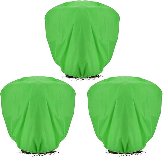 ANPHSIN 3 pcs 39.3in x 39.3in Plant Covers Freeze Protection - Winter Shrub Plant Protection Bags, Frost Blankets Cloths with Drawstring for Outdoor Garden Potted Plants, Green