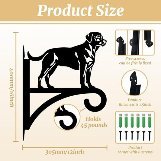 peacoblue Iron Plant Hangers Hooks for Outdoor Indoor Hanging Plants Flower Fern Pots Lantern Bird Feeder Wind Chimes, 12"x16" Weather Resistant Metal Wall Holder for Porch Garden Farmhouse(Labrador)