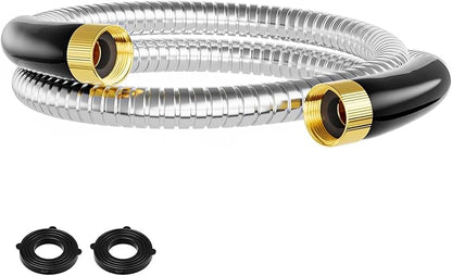 SPECILITE 5FT Short Garden Hose, 1/2" 304 Stainless Steel Leader Hose with Female to Female Brass Fittings, Flexible, Heavy-Duty & Never Kink, Water Pipe for Yard, Outdoor, Lawn