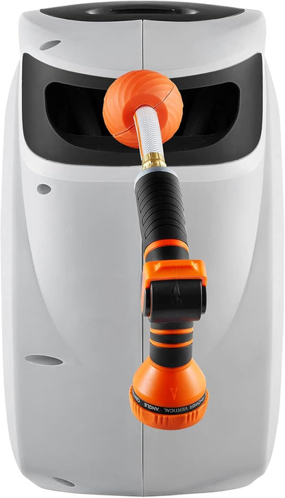 VEVOR Retractable Hose Reel, 115 ft x 1/2 inch, Garden Water Hose Reel with 9-Pattern Nozzle, 180° Swivel Bracket Wall-Mounted, Automatic Rewind, Lock at Any Length, with Slow Return System