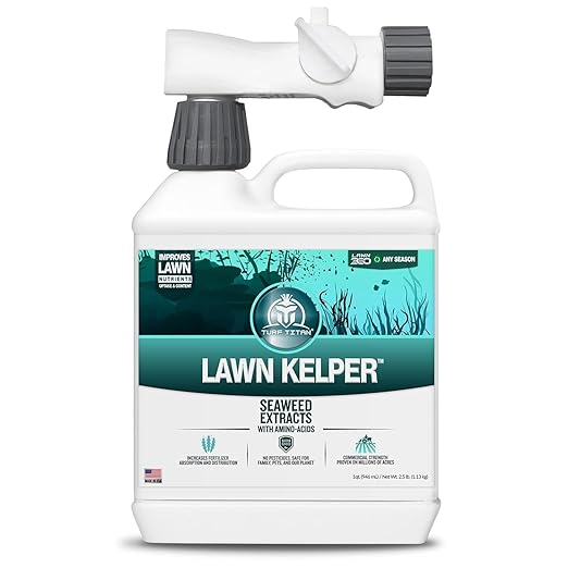 Turf Titan Lawn Kelper Hose End – Liquid Fertilizer with Seaweed Kelp Extract for Lush, Greener Grass – Non-Toxic Seaweed Fertilizer for Lawn & Plants – Covers Up to 8000 Sq Ft