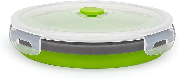 CARTINTS 1200ml Large Collapsible Meal Prep Containers, Reusable Silicone Food Storage Containers, Stackable Fridge Storage Containers, With Leakproof Lids, Microwave and Freezer Safe, Green