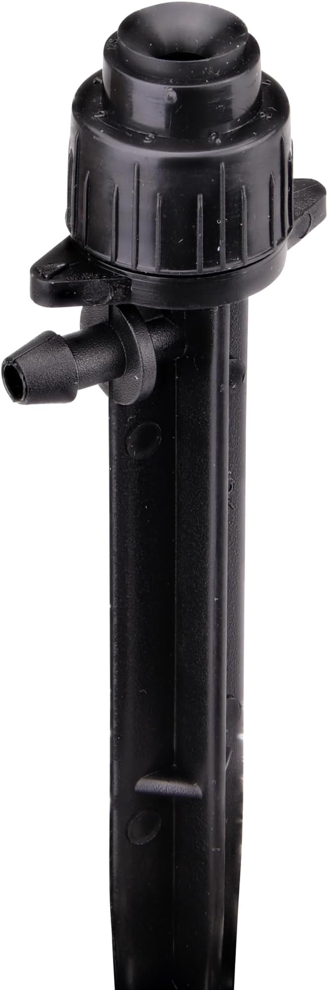 Raindrip 15300UB Adjustable Flow Bubbler, Non-Pressure Compensating Emitters, Fan, with 1/4 in. Barbed Inlet on 5 in. Stake, Black