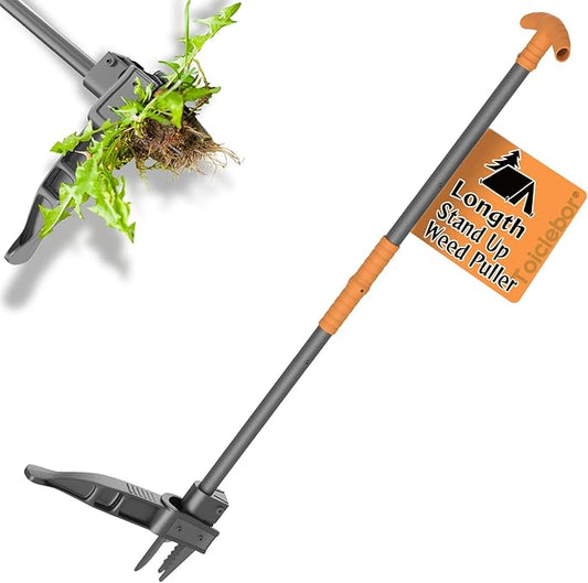 Stand Up Weed Puller Tool,Weeder,Hand Weeding Tool with Long Ergonomic Handle,Remove Weeds Without Bending,Pulling,Kneeling-Black