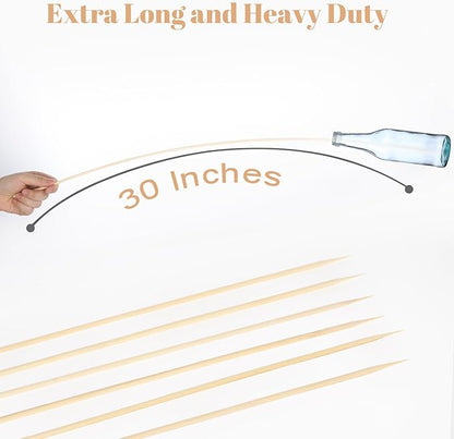 300PCS Marshmallow Roasting Sticks,30 Inch Marshmallow Sticks for Fire Pit Extra Long Wooden Sticks 5mm Thick Bamboo Skewers for Smores Roaster Barbecue Campfire,Weddings and Plant Stakes