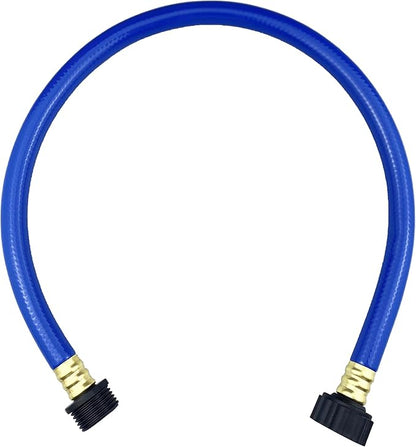 PVC Garden Hose 1/2 Inch, Flexible Water Hose with Male and Female Fittings, No Leaking, Heavy Duty, for Household, Outdoors, Lawns, Patio (2 FT, Blue, Plastic Fittings)