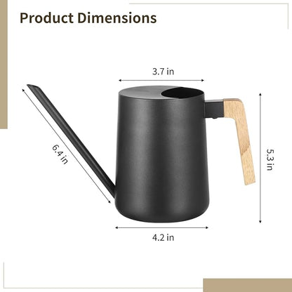 Homaisson 35 oz Metal Small Indoor Watering Can with Long Spout & Real Wood Handle for House Plants, Rust-Resistant Watering Pot for Indoor and Outdoor, Ideal for Houseplants, Modern Minimalist Design