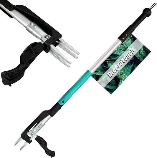 Breeze Touch 39" Weed Pulling Tool, 4-Claw Detachable Weed Puller Tool with Long Handle Adjustable, Heavy Duty Stand Up Weeder Weeding Tool for Lawn, Yard, Garden, Dandelion Picker, Weed Remover