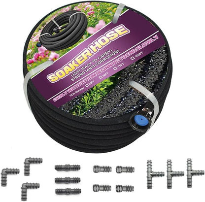 Soaker Hose -Garden Hose 100 FT with 1/2’’ Diameter Interface- Saves 70% water Great for gardens/flower beds/Seedling (100 FT)