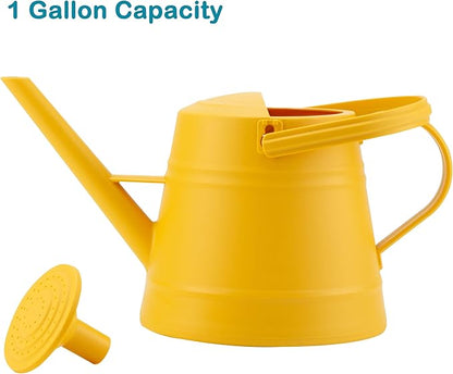 1 Gallon Watering Can Outdoor, Plastic Water Can for Plants with Comfort Grip Handle, Detachable Sprinkler Head