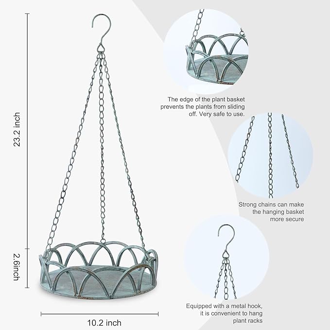 Hanging Planters for Outdoors,Metal Hanging Baskets for Outdoor,Garden, Patio, Deck, Porch Decor