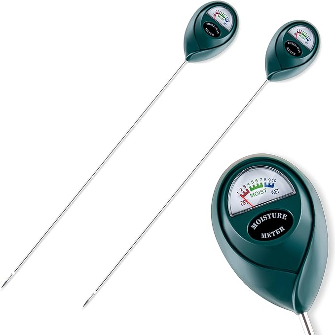 Tennedriv Green Long Probe Soil Moisture Meter for Outdoor Plants, Plant Water Meter for Outdoor Plants,Plant Moisture Meter for Indoor Plants and Outdoor Plants, No Batteries Required, 2 Pack