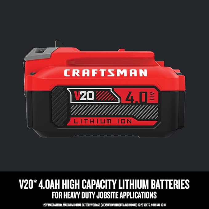 CRAFTSMAN V20 Lithium Ion Battery, 4.0-Amp Hour (CMCB204)