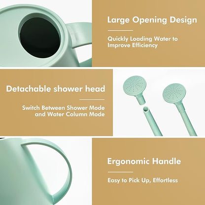 Watering Can for Indoor Outdoor Plants, Modern Small Watering Cans with Removable Nozzle, Long Spout Watering Can for Indoor Bonsai Plants Garden Flowers 1/2 Gallon 1.8L 60OZ (Green)