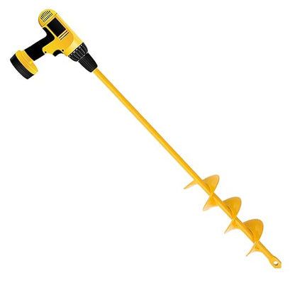 Garden Auger Drill Bit for Planting - 2"(D) x14.5(L) - Post Hole Digger Drill Auger for Gardening Bulbs, Flowers, and Bedding Plant - Made to Fit in Any 3/8 Hex Drill (Yellow)