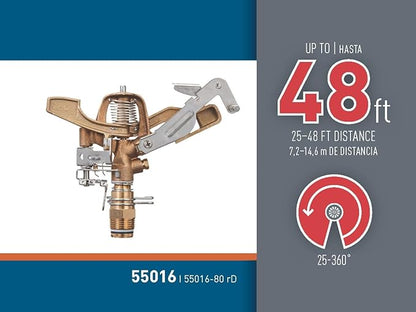 Orbit 55016 Brass Impact Sprinkler Head, Dual Nozzle, 3/4 in. MPT