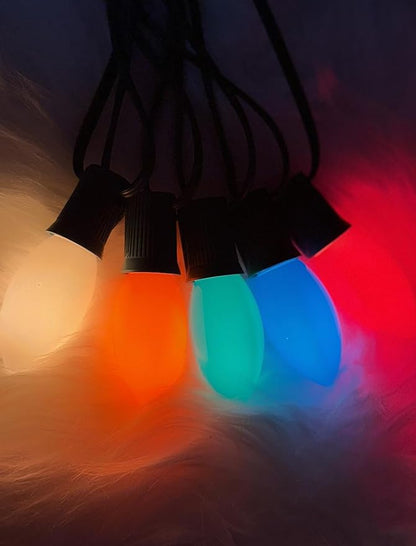 25Ft LED Christmas Outdoor String Lights, C9 String Lights with 27 0.6W Spray Painted Multicolor Bulbs, Vintage Christmas Lights for Holiday Party Backyard Wedding Garden Patio Porch Decor