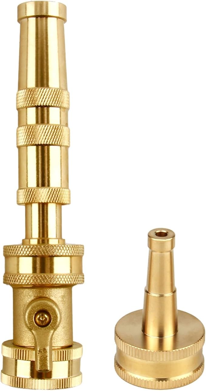 Water Hose Sprayer Nozzle, High Pressure Hose Nozzle with 3/4" GHT Connector, Heavy-Duty Brass Adjustable Twist Hose Nozzle with On-Off Valve for Garden (3 Pack）