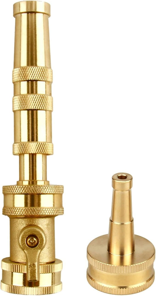 Water Hose Sprayer Nozzle, High Pressure Hose Nozzle with 3/4" GHT Connector, Heavy-Duty Brass Adjustable Twist Hose Nozzle with On-Off Valve for Garden (3 Pack）
