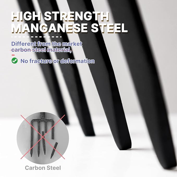 Garden Fork, 4-Tine Spading Digging Fork, Pitch Fork-45Inch, Forged Steel Y-Grip, Wood Handel-Red