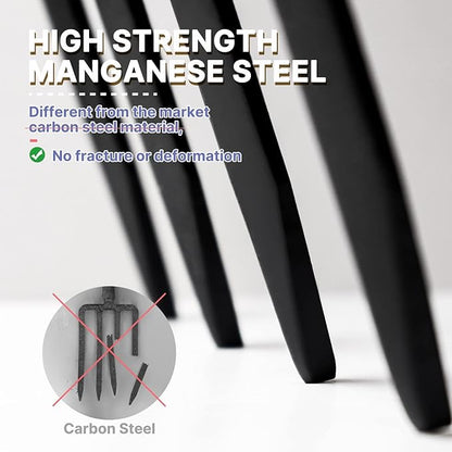 Garden Fork, 4-Tine Spading Digging Fork, Pitch Fork-45Inch, Forged Steel Y-Grip, Wood Handel-Red