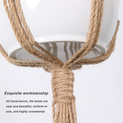 2PCS Macrame Plant Hanger Indoor Outdoor, Decorative Boho Plant Holders for 5 to 10 Inch Plant Pots Woven Hemp Rope Hanging Basket for Indoor Outdoor Balcony Ceiling