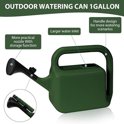 Outdoor Watering Can for Plants Indoor Watering Can for Houseplants 3/4 Gallon 3L (Green)