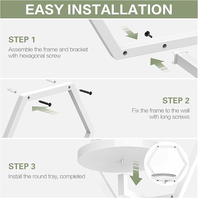 3 Packs Wall Planters for Indoor Plants, 7.9inch Metal Wall Plant Holder Hanger Wall Decor, Wall-Mounted Hanging Planters Window Plant Shelves Outdoor(White)