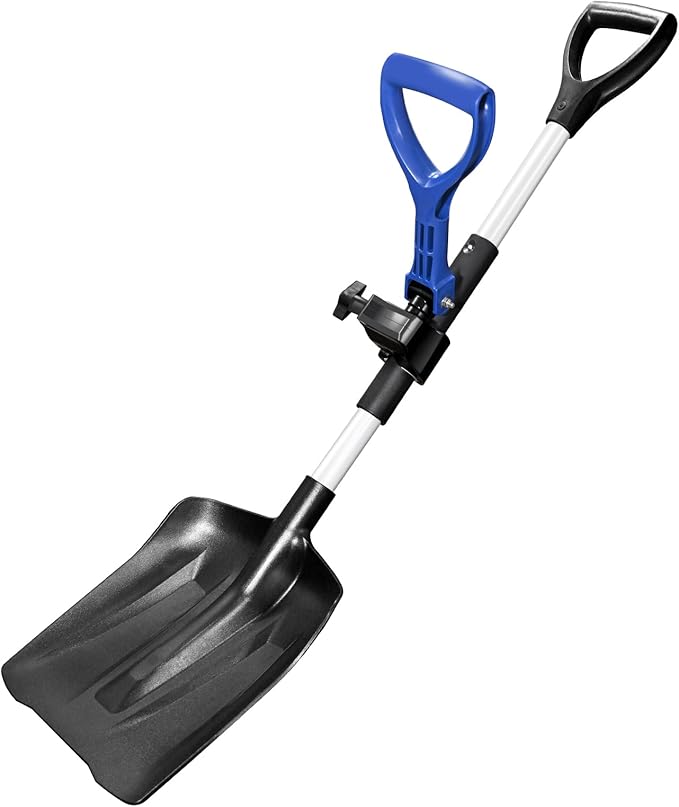 40" Foldable Snow Shovel with Dual D-Handle, No Tools Quick Assembly,Lightweight for Car Emergency, Camping & Easy Storage