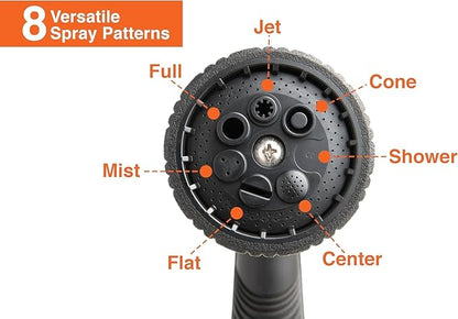 3-Pack Corvid Thumb Control 8-Pattern Garden Hose Nozzle, High-Pressure Adjustable Spray with Ergonomic Soft-Grip Handle and Durable Metal Construction, Ideal for Lawn & Garden, Car Washing