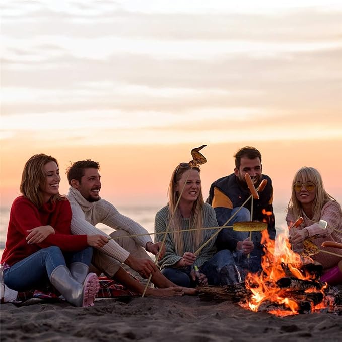 120 PCS Bamboo Marshmallow Roasting Sticks, SMores Skewers, Extra Long 25 Inch Heavy Duty 6mm Thick Wooden SMores Sticks for Open Fire Pits Roaster Barbecue Hot Dog Camping Kebab Sausage Plant Support